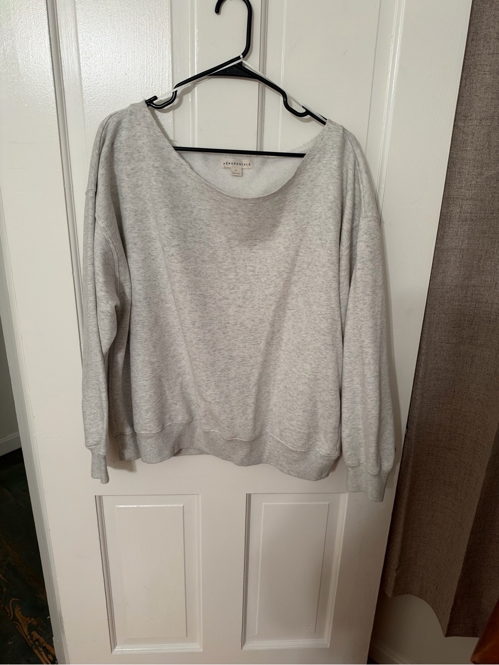 Aeropostale Light Heather Gray Off-the-Shoulder Sweater